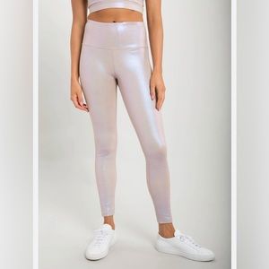 Mono B Iridescent Silver Foil High Waist Leggings S